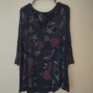Black floral Maurices size 2X